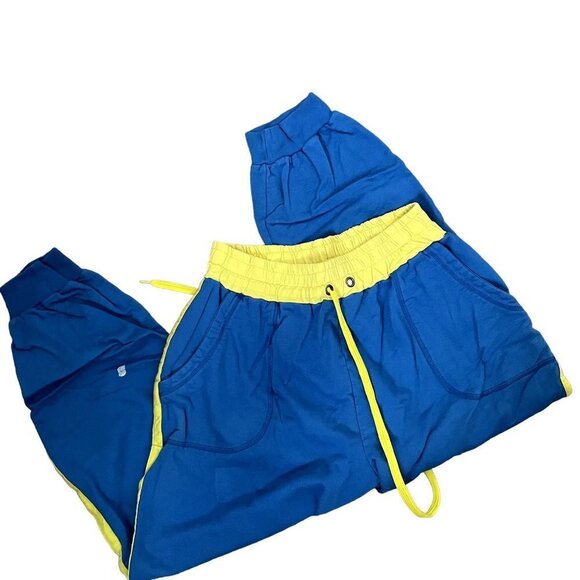 Pants - Casual blue bright neon yellow sweatpants comfortable athletic pants trousers